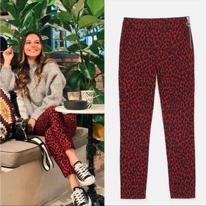 Zara red leopard cheetah pants xs